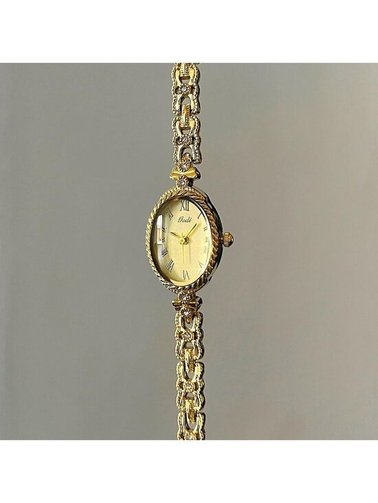 Women\'s Gold Analog Quartz Alloy Steel Oval Roman Numeral Number Bracelet Watch main image 5